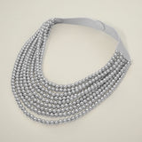 Marbled Ball Beaded Multi Layered Faux Leather Magnetic Necklace