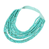 Marbled Ball Beaded Multi Layered Faux Leather Magnetic Necklace