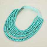 Marbled Ball Beaded Multi Layered Faux Leather Magnetic Necklace