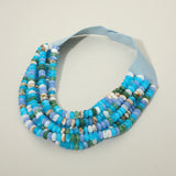Multi Layered Flat Beaded Faux Leather Magnetic Collar Necklace
