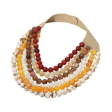 Multi Strand Marbled Ball Beaded Faux Leather Magnetic Necklace