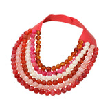 Multi Strand Marbled Ball Beaded Faux Leather Magnetic Necklace