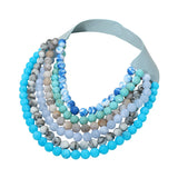 Multi Strand Marbled Ball Beaded Faux Leather Magnetic Necklace