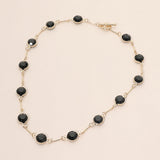Round Stone Link Toggle Necklace