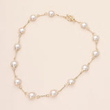 Round Pearl Link Toggle Necklace
