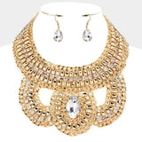 Oval Stone Accented Statement Necklace