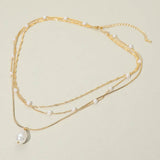 Pearl Pendant Accent Layered Pearl Chain Necklace