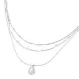Pearl Pendant Accent Layered Pearl Chain Necklace