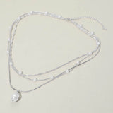 Pearl Pendant Accent Layered Pearl Chain Necklace