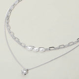 Stone Cluster Pendant Accent Pearl Beaded Paperclip Chain Layered Necklace