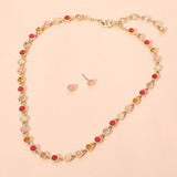 Round Stone Bezel Link Chain Necklace