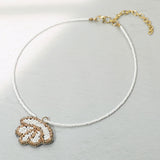 Felt Back Seed Beaded Shell Pendant Necklace