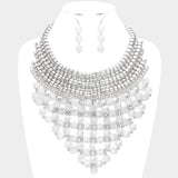 Faceted Cube Bead Cluster Bib Necklace