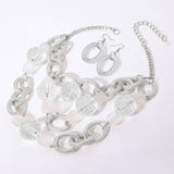 Chunky Acrylic Ball Textured Metal Ring Abstract Chandelier Statement Necklace