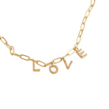Semi Fine Collection - 18K Gold Dipped Brass Metal LOVE Monogram Charm Paperclip Chain Necklace
