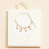 Semi Fine Collection - 18K Gold Dipped Brass Metal LOVE Monogram Charm Paperclip Chain Necklace