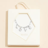 Semi Fine Collection - 18K Gold Dipped Brass Metal LOVE Monogram Charm Paperclip Chain Necklace