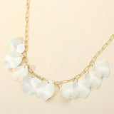 Iridescent Resin Petal Paperclip Chain Necklace