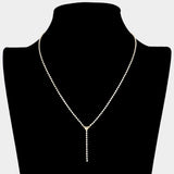 Brass Metal Dainty Rhinestone Chain Heart Pendant Necklace