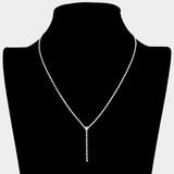Brass Metal Dainty Rhinestone Chain Heart Pendant Necklace