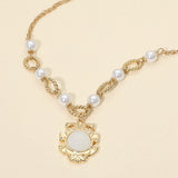 Vintage Medallion Pearl Necklace
