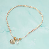 Boho Shell Pearl Charm Pendant Adjustable Cord Necklace