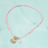 Boho Shell Pearl Charm Pendant Adjustable Cord Necklace