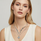 Layered Quatrefoil Pendant Accent Necklace