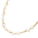 Pearl Disc Abstract Charm Link Necklace