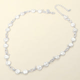 Pearl Disc Abstract Charm Link Necklace
