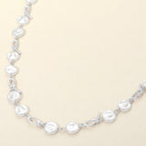 Pearl Disc Abstract Charm Link Necklace