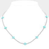 Cross Pointed Metal Ball Beaded Necklace