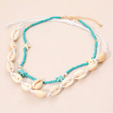 2PCS - Conch Shell Beaded Starfish Seed Beaded Layered Necklaces