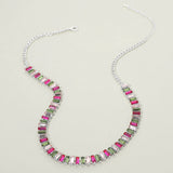 Baguette Stone Cluster Link Accent Necklace