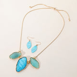 Abstract Sparkled Celluloid Acetate Pebble Link Pointed Adjustable Necklace