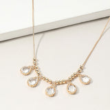 Teardrop Stone Cluster Charm Beaded Necklace