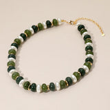 Chunky Marbled Beads Pearl Beaded Statement Necklace