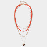 Metal Heart Pendant Multi Layered Necklace
