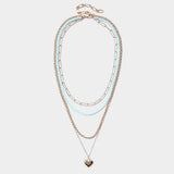 Metal Heart Pendant Multi Layered Necklace