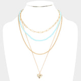 Metal Heart Pendant Multi Layered Necklace