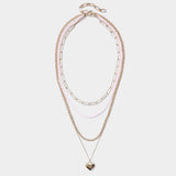 Metal Heart Pendant Multi Layered Necklace