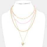 Metal Heart Pendant Multi Layered Necklace
