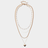 Metal Heart Pendant Multi Layered Necklace