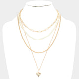 Metal Heart Pendant Multi Layered Necklace