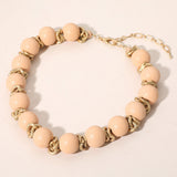 Bold Wooden Beaded Statement Necklace