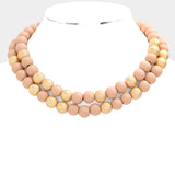 Mardi Gras Brass Metal Wood Ball Double Layered Necklace