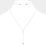 Frosted Metal Ball Pointed Y Necklace