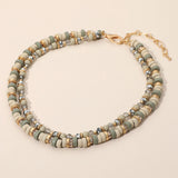 Wood Faceted Beaded Layered Necklace