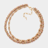 Wood Faceted Beaded Layered Necklace