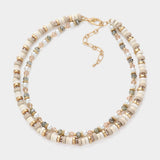 Wood Faceted Beaded Layered Necklace